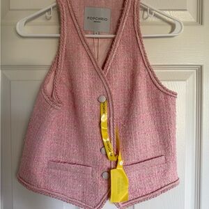 Popchrio women’s pink tweed vest